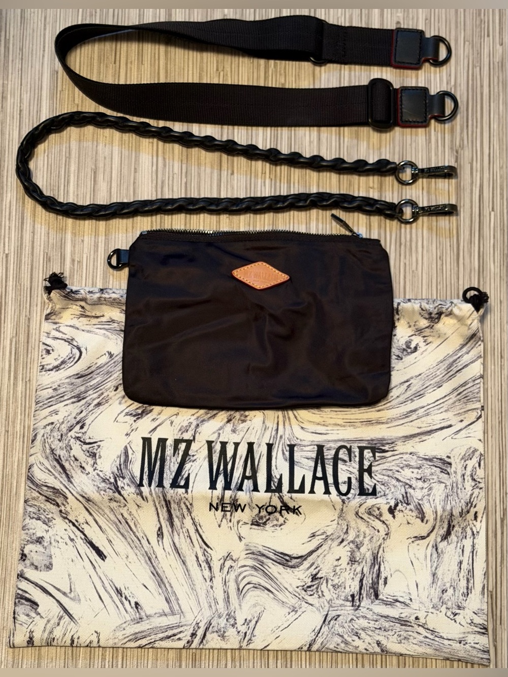 MZ Wallace Black Nylon Crossbody Pouch with Straps